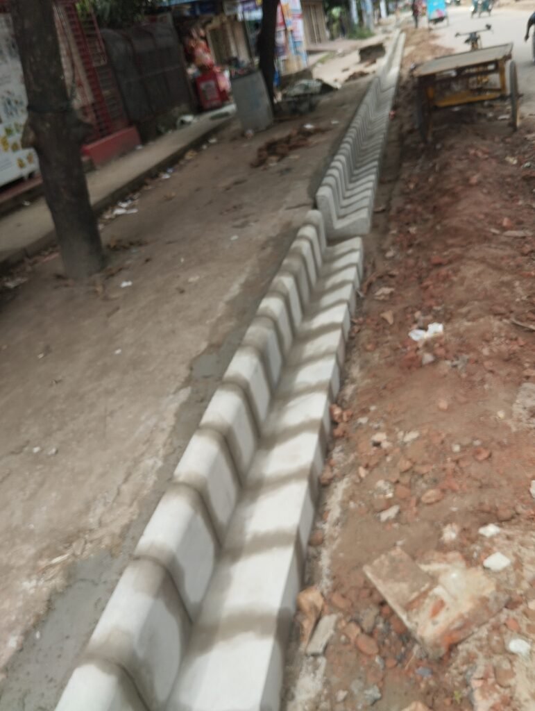 Concrete Saucer Drain and Kerbstone Installation in Chattogram Bangladesh